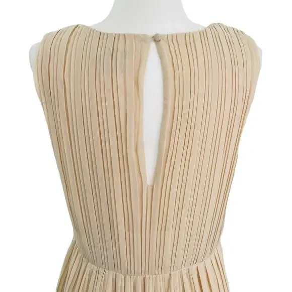 ASOS Cream Pleated Faux Wrap Bodice Sleeveless Grecian Dress Fit & Flare 6 - Picture 6 of 13